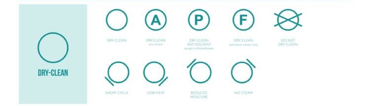 معنی علائم روی برچسب لباس درمورد خشکشویی